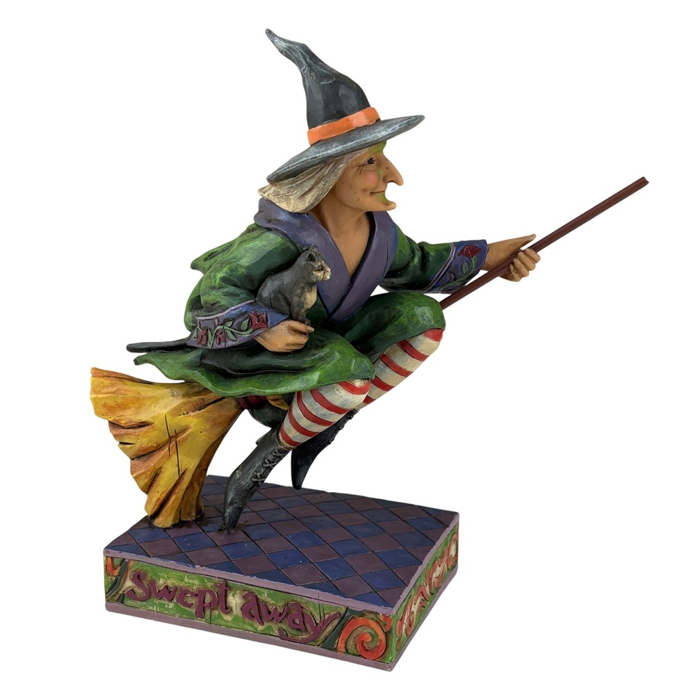 2006 Jim Shore Heartwood Creek "Swept Away" Halloween Witch On‎ Broom 4005338